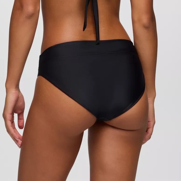 NWT Prana Summer Wave Solid Black mid rise full coverage Swim Bikini Bottom - Picture 2 of 13